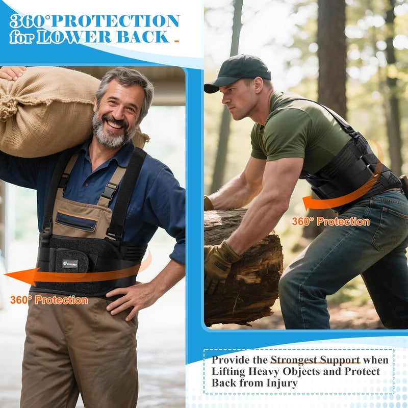 KOPUREY Back Support Belt with 2 Removable Suspender Straps, Back Posture Corrector for Heavy Lifting Safety Protector, Work Back Brace for Men Women in Construction, Warehouse Jobs X-Large - Image 5